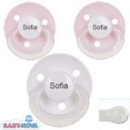 Baby Nova nappar med namn (1 vit + 2 rosa) runda silikon one size